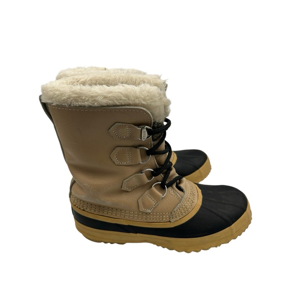 Sorel Manitou Buff‎ Womens Winter Boots Lined Leather Laces Canada Size 8